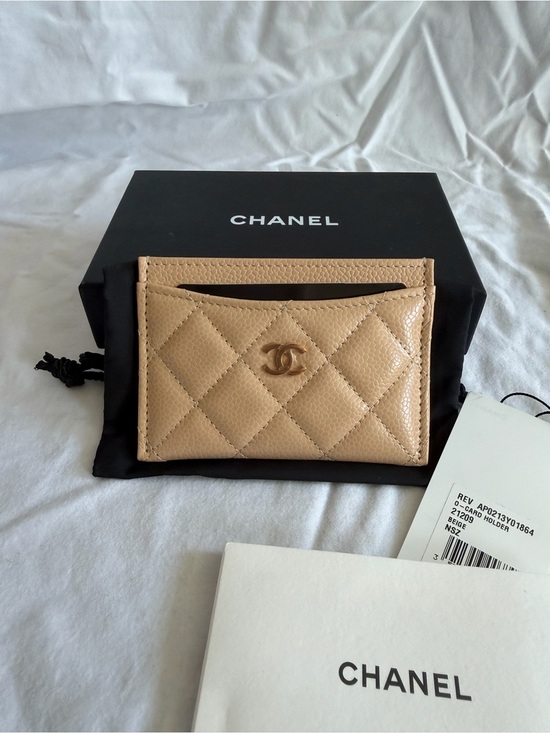 CHANEL Accessories - ❌SOLD❌ CHANEL Quilted Beige CC Logo Card Case